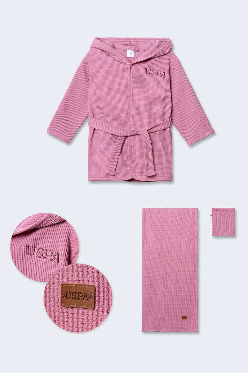 U.S. Polo Assn Bebek Kız Bebek Mor Bornoz Set
