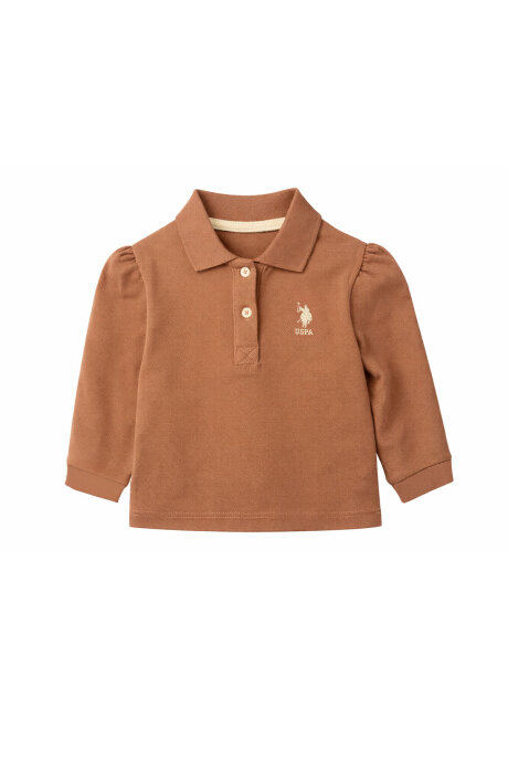 U.S. Polo Assn. Kız Bebek Polo Yaka Nakışlı Yazlık Regular Fit Mor T-Shirt USB3051-B-V3