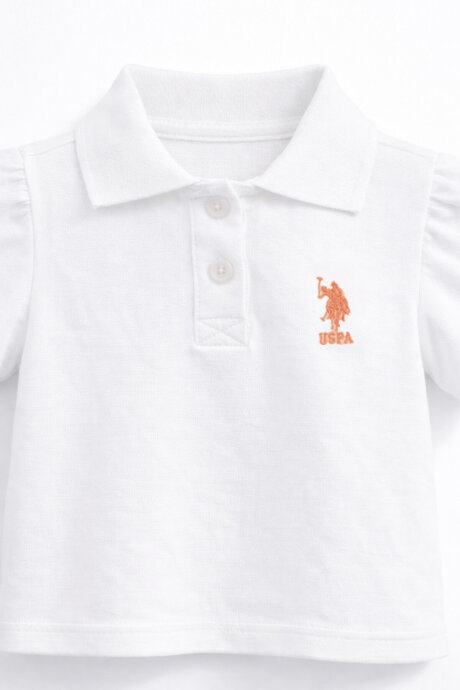 U.S. Polo Assn. Kız Bebek Pamuklu Bisiklet Yaka Baskılı Yazlık Regular Fit Krem Şort Takım USB680-C-V-4 - 2