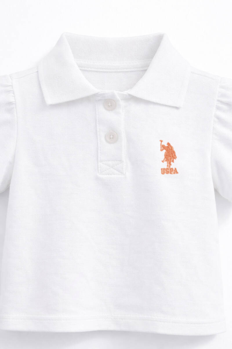 U.S. Polo Assn. Kız Bebek Pamuklu Bisiklet Yaka Baskılı Yazlık Regular Fit Krem Şort Takım USB680-C-V-4 - 2