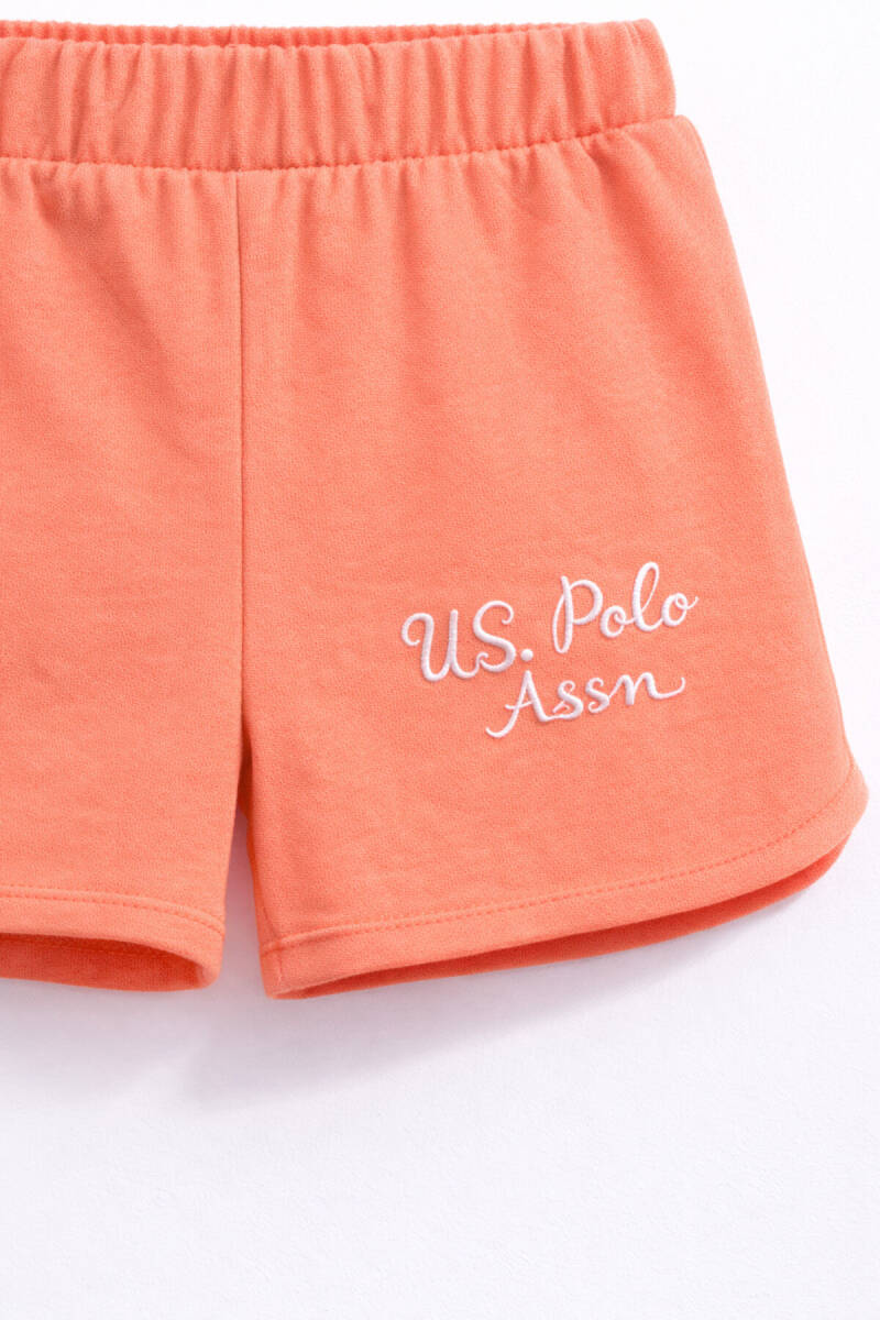 U.S. Polo Assn. Kız Bebek Pamuklu Bisiklet Yaka Baskılı Yazlık Regular Fit Krem Şort Takım USB680-C-V-4 - 5