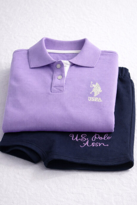 U.S. Polo Assn. Kız Bebek Yazlık Regular Fit Mor Bebek Takımı USB680-C-V-1 - 4