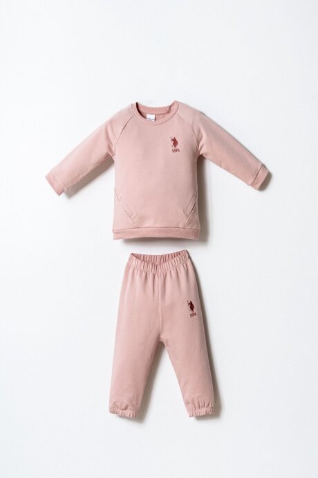 U.S. Polo Assn. Kız Bebek Pamuklu Örme Pembe Bebek Takımı USB2741-C-V5 