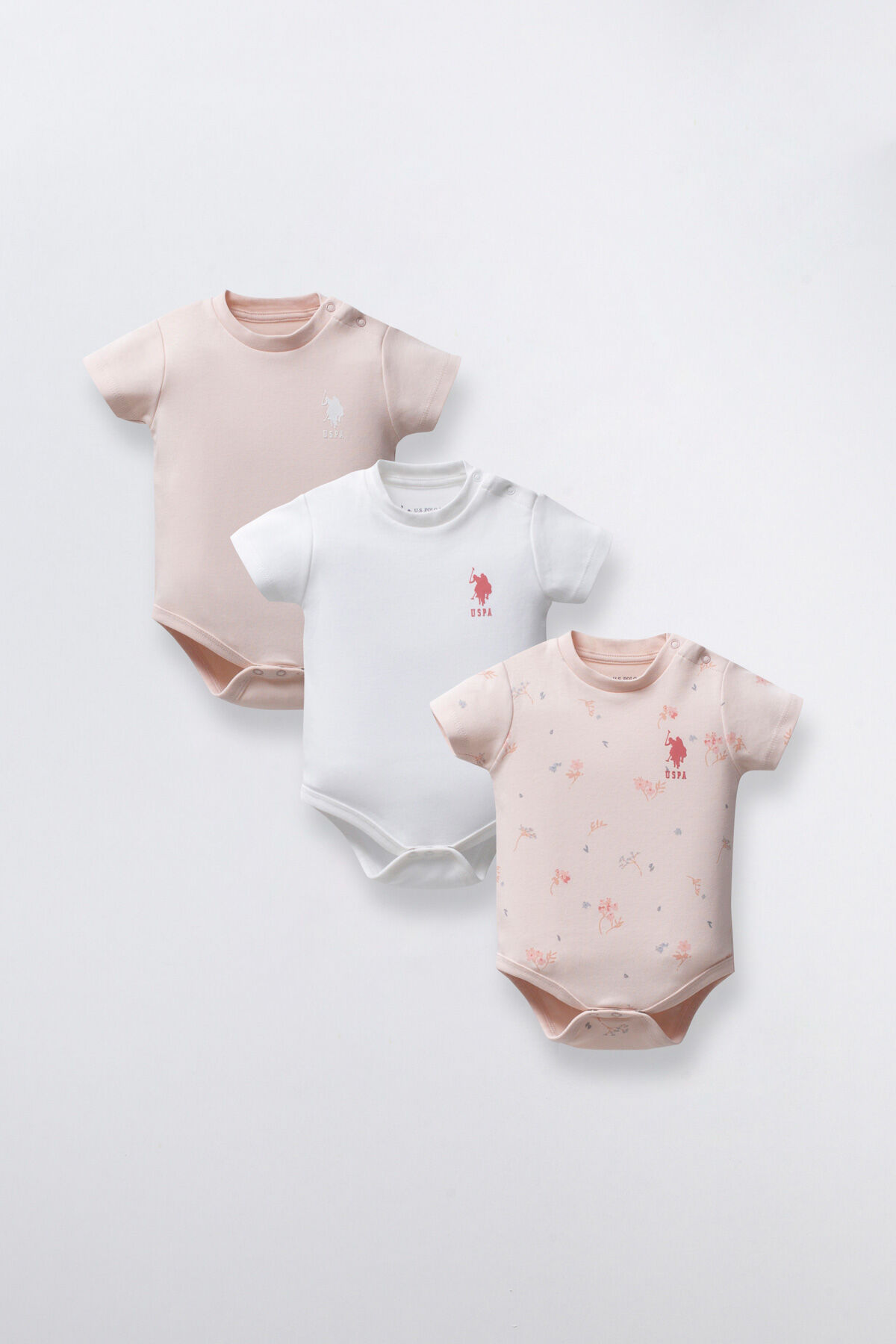 U.S. Polo Assn Kız Bebek Pembe Body Zıbın