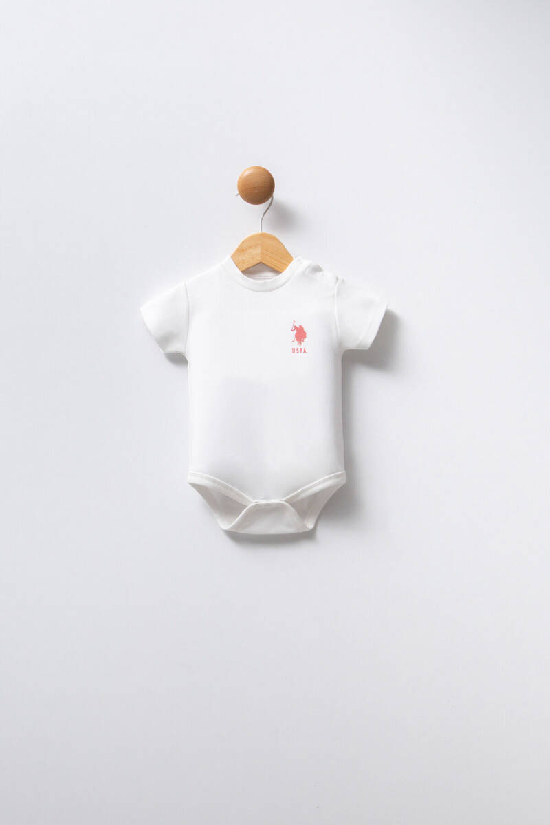 U.S. Polo Assn. Kız Bebek Pamuklu Bisiklet Yaka Pigment Baskılı Yazlık Regular Fit Pembe Badi Zıbın USB2353-C-V1 - 3