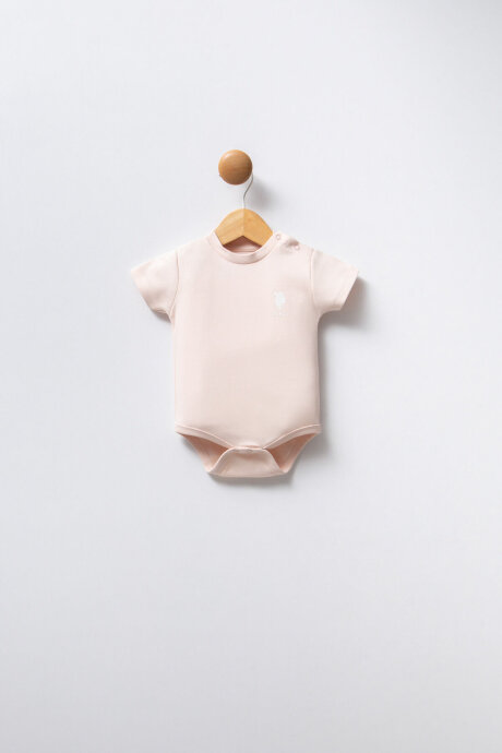 U.S. Polo Assn. Kız Bebek Pamuklu Bisiklet Yaka Pigment Baskılı Yazlık Regular Fit Pembe Badi Zıbın USB2353-C-V1 - 4