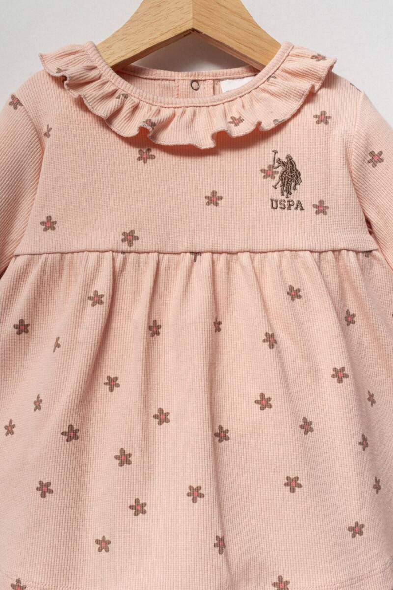 U.S. Polo Assn. Kız Bebek Pamuklu Örme Pembe Elbise USB2772-C-V1 - 2