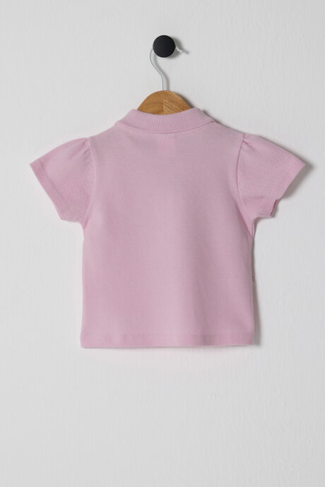 U.S. Polo Assn. Kız Bebek Pamuklu Polo Yaka Pigment Baskılı Yazlık Regular Fit Pembe T-Shirt USB2513-C-V1 - 3