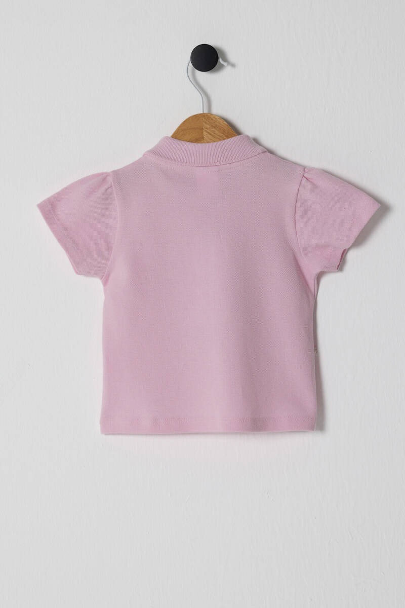 U.S. Polo Assn. Kız Bebek Pamuklu Polo Yaka Pigment Baskılı Yazlık Regular Fit Pembe T-Shirt USB2513-C-V1 - 3