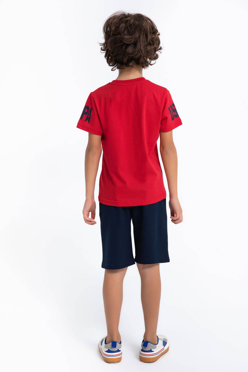 U.S. Polo Assn. Erkek Çocuk Pamuklu Bisiklet Yaka Pigment Baskılı Yazlık Regular Fit Kırmızı Bermuda Takım US1097-C-V-1 - 6