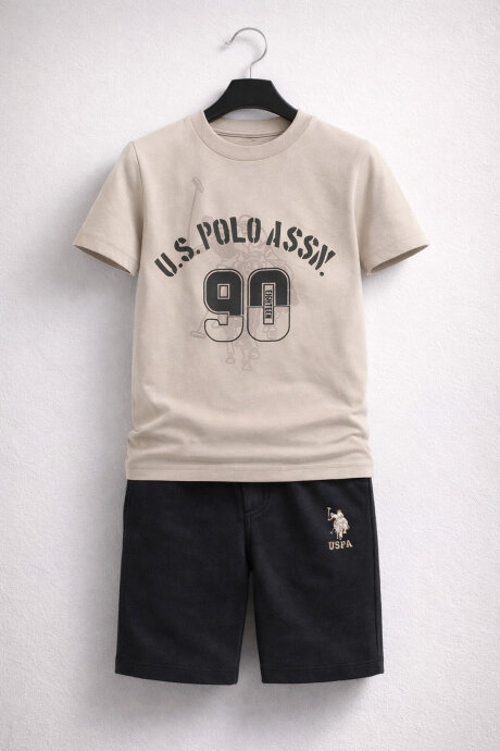 U.S. Polo Assn. Erkek Çocuk Pamuklu Yazlık Regular Fit Kahverengi Bermuda Takım US1091-C-V-3 - 6