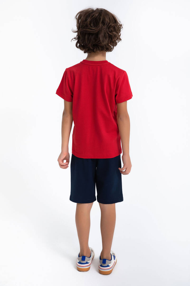 U.S. Polo Assn. Erkek Çocuk Pamuklu Bisiklet Yaka Pigment Baskılı Yazlık Regular Fit Kırmızı Bermuda Takım US1027-C-V-2 - 5
