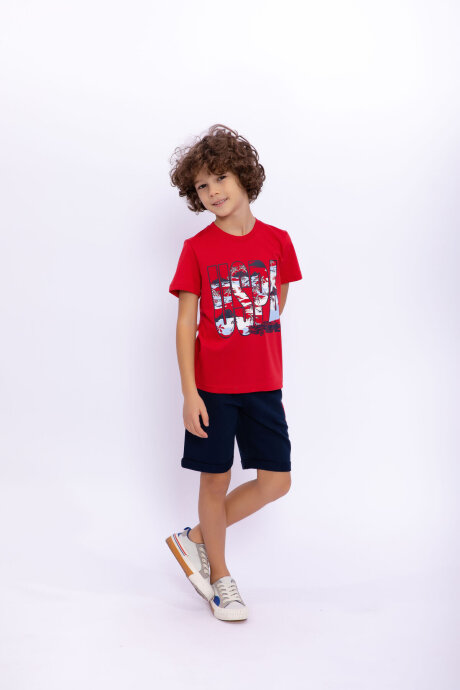 U.S. Polo Assn. Erkek Çocuk Bisiklet Yaka Pigment Baskılı Yazlık Regular Fit Kırmızı Bermuda Takım US1015-C-V-4 - 4