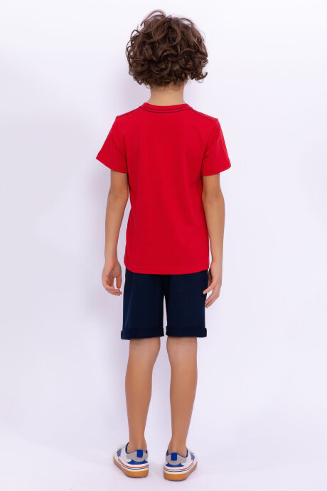 U.S. Polo Assn. Erkek Çocuk Bisiklet Yaka Pigment Baskılı Yazlık Regular Fit Kırmızı Bermuda Takım US1015-C-V-4 - 5