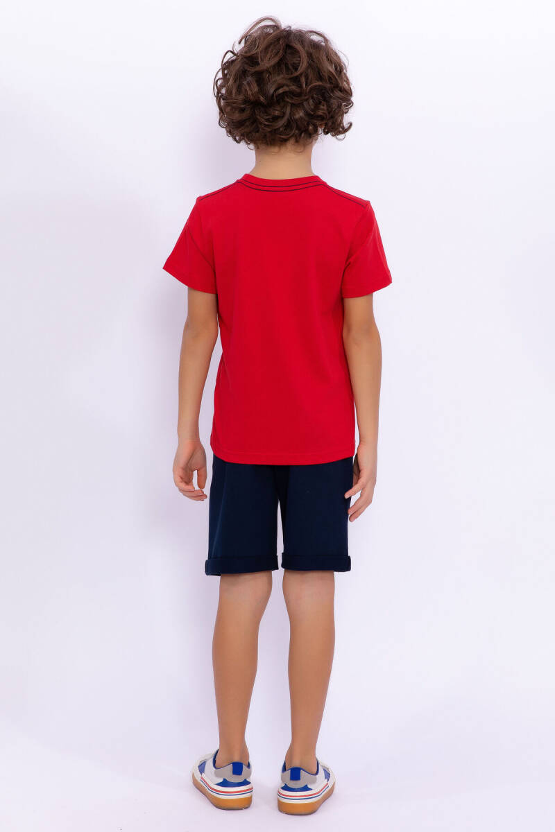 U.S. Polo Assn. Erkek Çocuk Bisiklet Yaka Pigment Baskılı Yazlık Regular Fit Kırmızı Bermuda Takım US1015-C-V-4 - 5