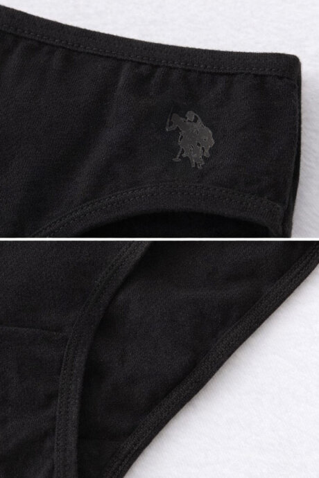 U.S. Polo Assn. Kız Çocuk Pigment Baskılı Yazlık Regular Fit Siyah Külot US1677-C-V1 - 4