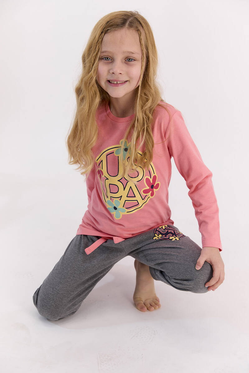 U.S. Polo Assn - U.S. Polo Assn Coral Kız Çocuk Pijama Takımı (1)
