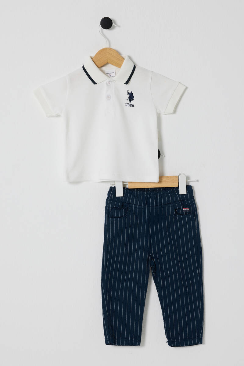 U.S POLO ASSN ERKEK BEBEK 2Lİ PİKE T-SHIRT TAKIM Beyaz-lacivert 