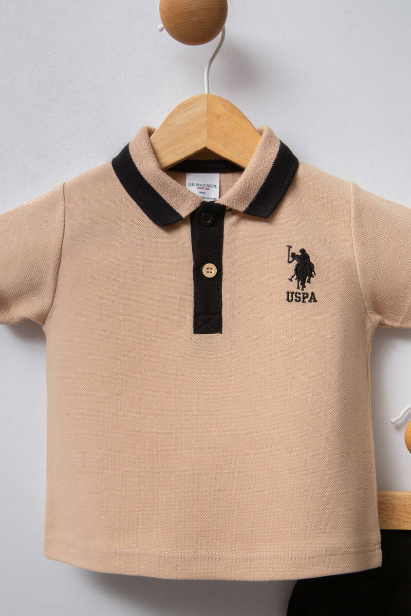 U.S. Polo Assn. Erkek Bebek Polo Yaka Pigment Baskılı Yazlık Regular Fit Beyaz Bebek Takımı USB2339-C-V6 - 2