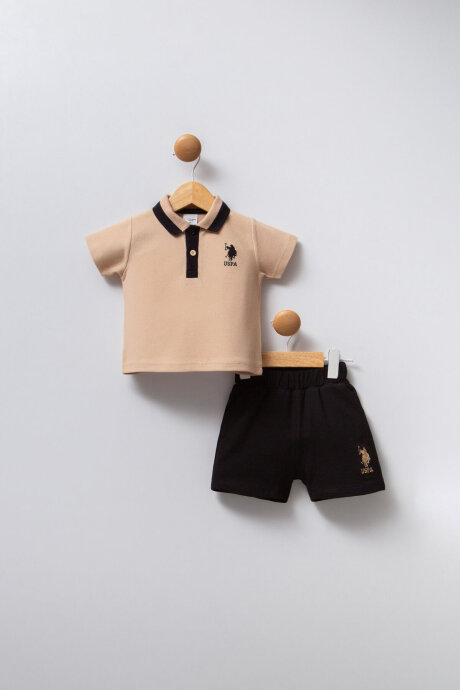 U.S. Polo Assn. Erkek Bebek Polo Yaka Pigment Baskılı Yazlık Regular Fit Beyaz Bebek Takımı USB2339-C-V6 - 1