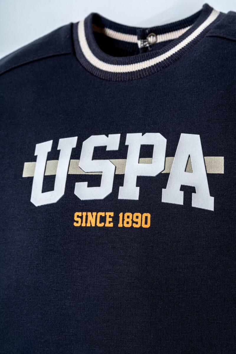 U.S. Polo Assn. Erkek Bebek Pamuklu Bisiklet Yaka Nakışlı Yazlık Regular Fit Gri Bebek Takımı USB2865-C-V1 - 2