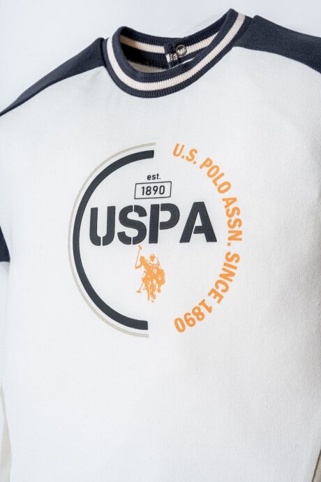 U.S. Polo Assn. Erkek Bebek Bisiklet Yaka Nakışlı Yazlık Regular Fit Beyaz Bebek Takımı USB2864-C-V1 (1)