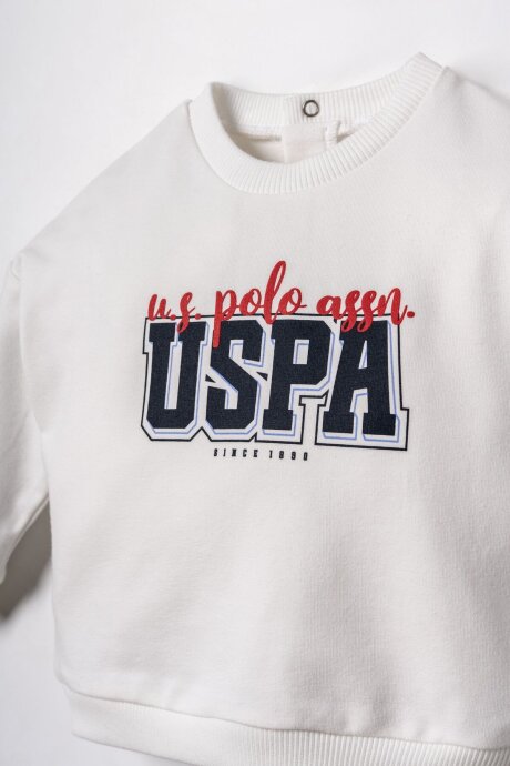 U.S. Polo Assn. Erkek Bebek Pamuklu Baskılı Beyaz Uzun Kol Pijama Takım USB3162-C-V1 (1)