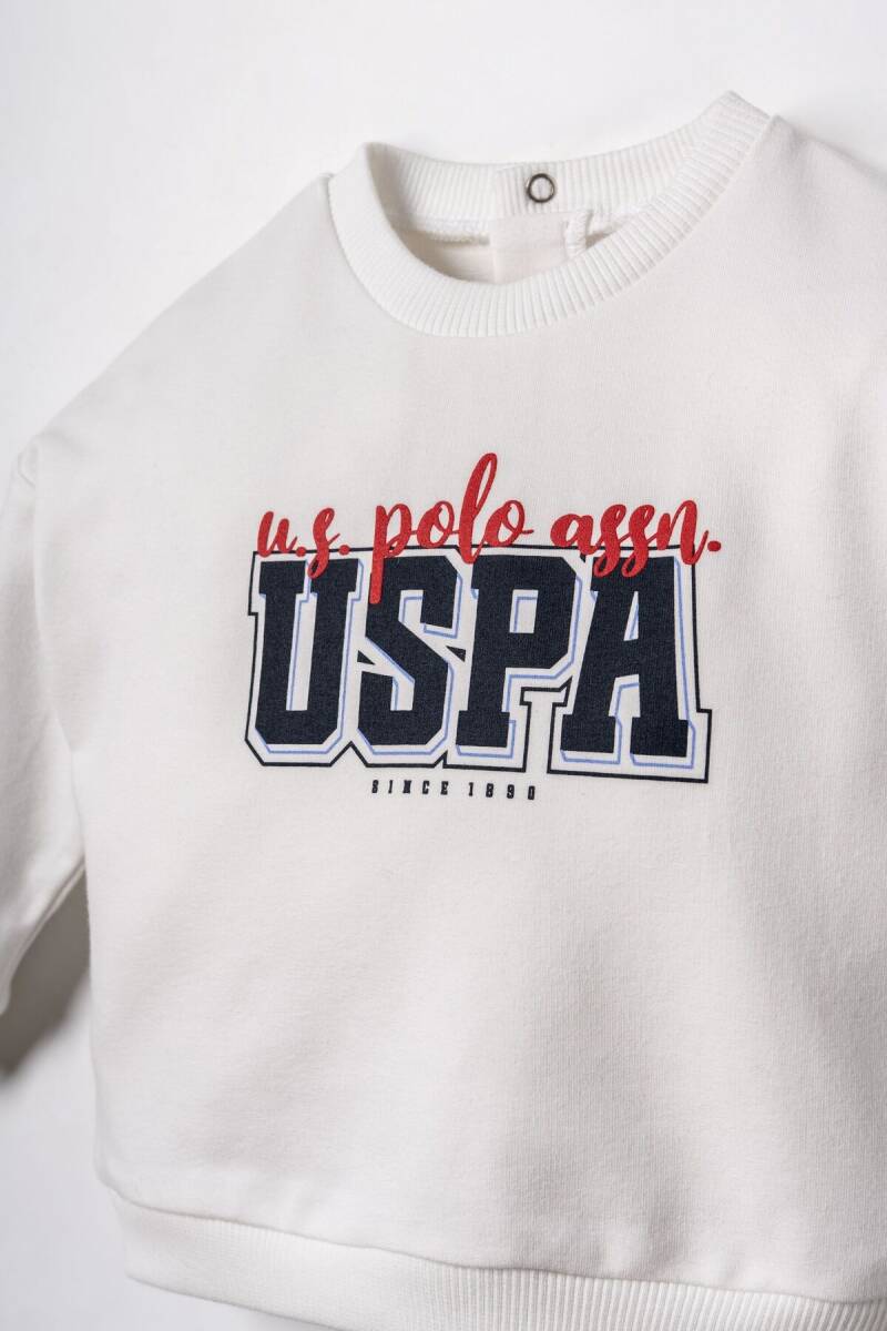 U.S. Polo Assn. Erkek Bebek Pamuklu Baskılı Beyaz Uzun Kol Pijama Takım USB3162-C-V1 - 2