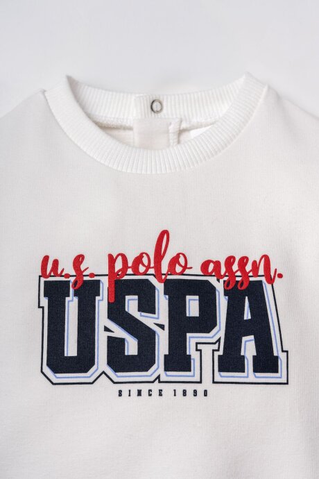 U.S. Polo Assn. Erkek Bebek Pamuklu Baskılı Beyaz Uzun Kol Pijama Takım USB3162-C-V1 - 5