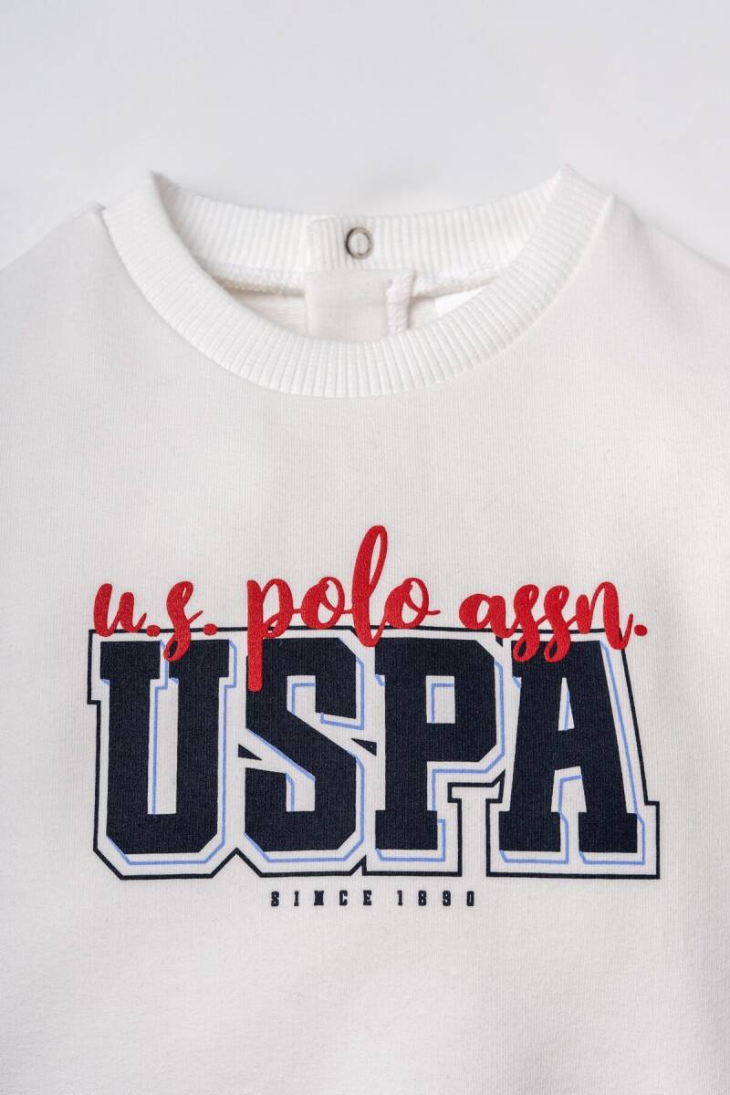 U.S. Polo Assn. Erkek Bebek Pamuklu Baskılı Beyaz Uzun Kol Pijama Takım USB3162-C-V1 - 5