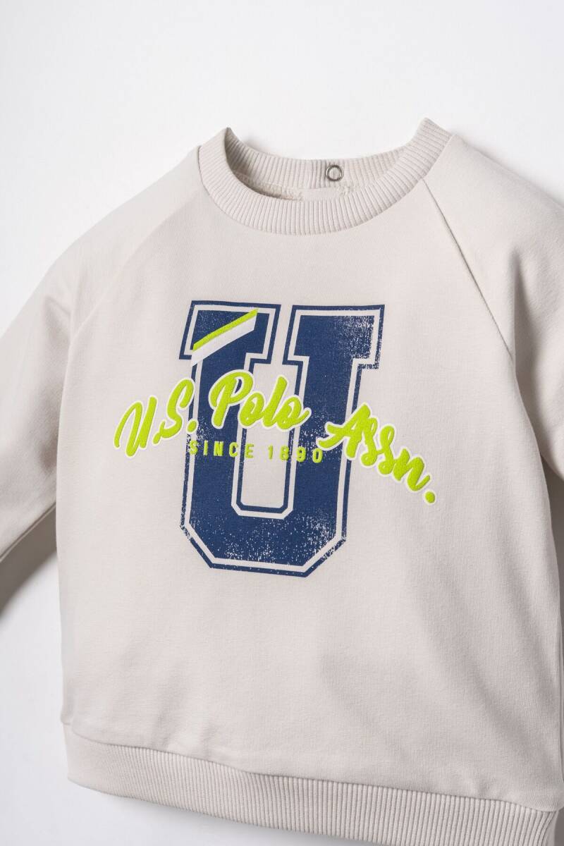 U.S. Polo Assn. Erkek Bebek Pamuklu Baskılı Beyaz Uzun Kol Pijama Takım USB3165-C-V2 - 2