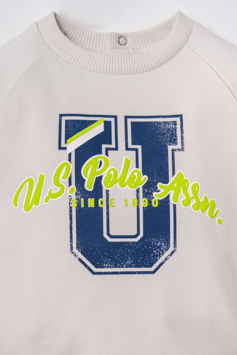 U.S. Polo Assn. Erkek Bebek Pamuklu Baskılı Beyaz Uzun Kol Pijama Takım USB3165-C-V2 - 5