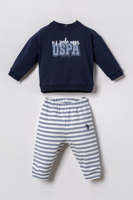 U.S. Polo Assn. Erkek Bebek Pamuklu Baskılı Lacivert Uzun Kol Pijama Takım USB3162-C-V2 