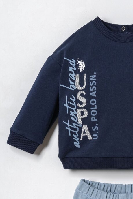 U.S. Polo Assn. Erkek Bebek Pamuklu Baskılı Lacivert Uzun Kol Pijama Takım USB3163-C-V2 - 2