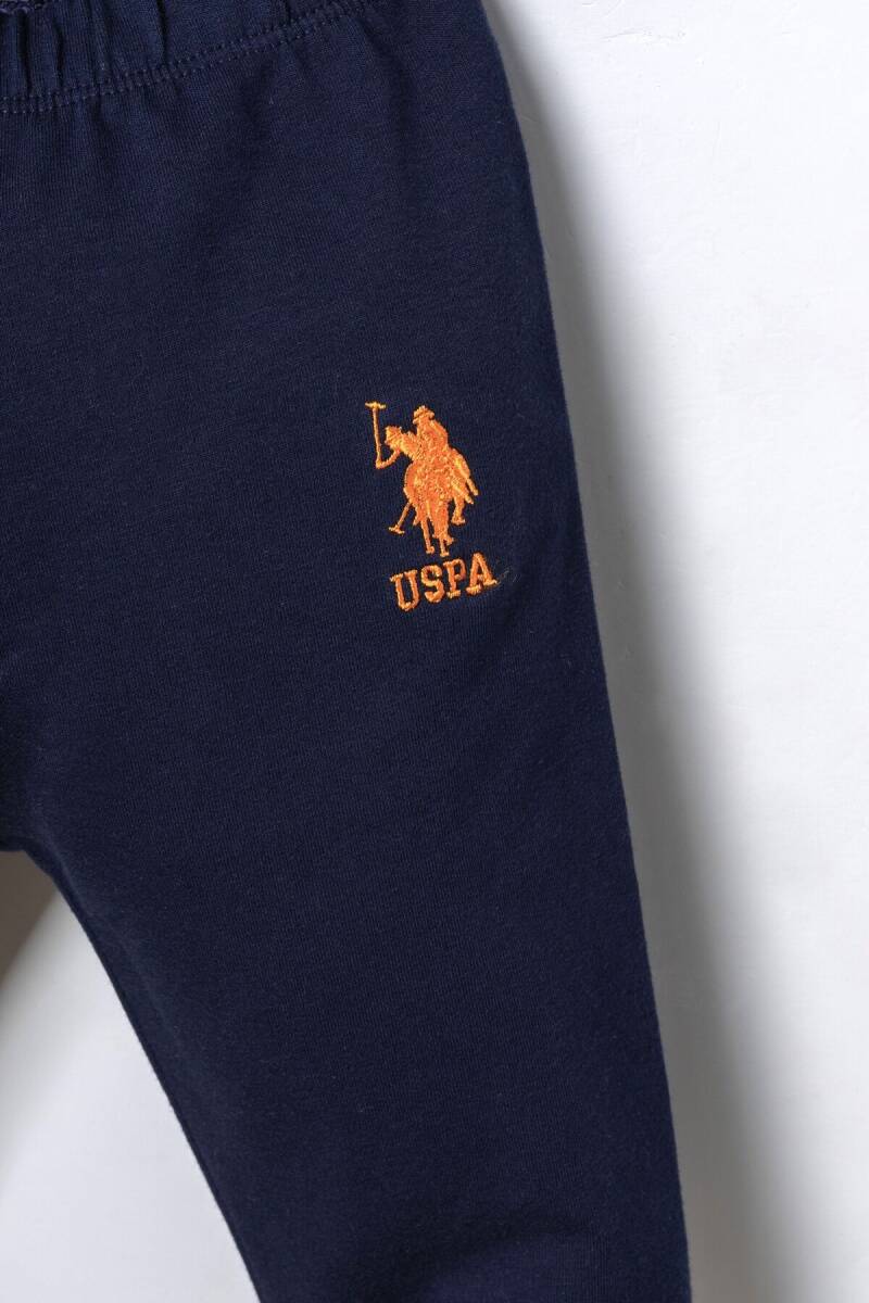 U.S. Polo Assn. Erkek Bebek Pamuklu Baskılı Mavi Hırkalı Takım USB3166-C-V1 - 3
