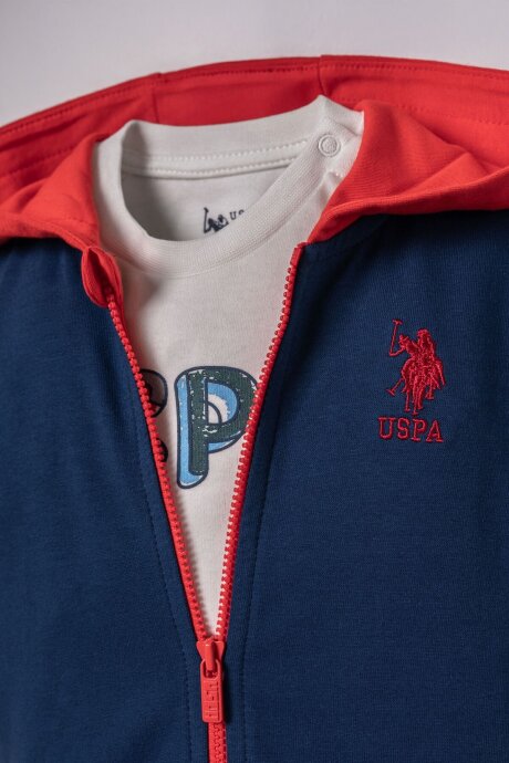 U.S. Polo Assn. Erkek Bebek Pamuklu Baskılı Mavi Hırkalı Takım USB3171-C-V1 (1)