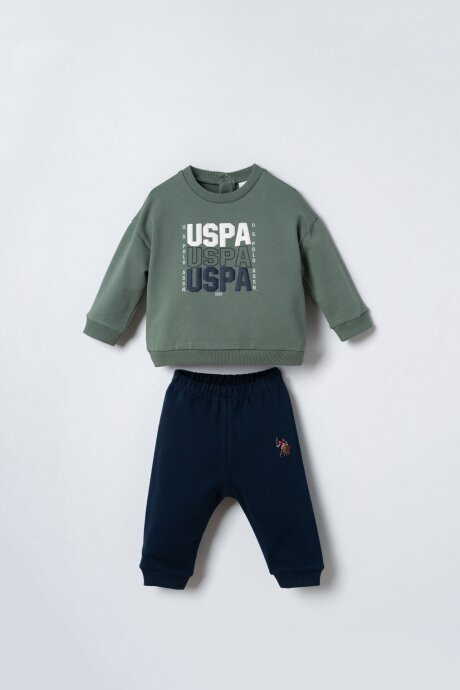U.S. Polo Assn. Erkek Bebek Pamuklu Baskılı Yeşil Uzun Kol Pijama Takım USB3180-C-V2