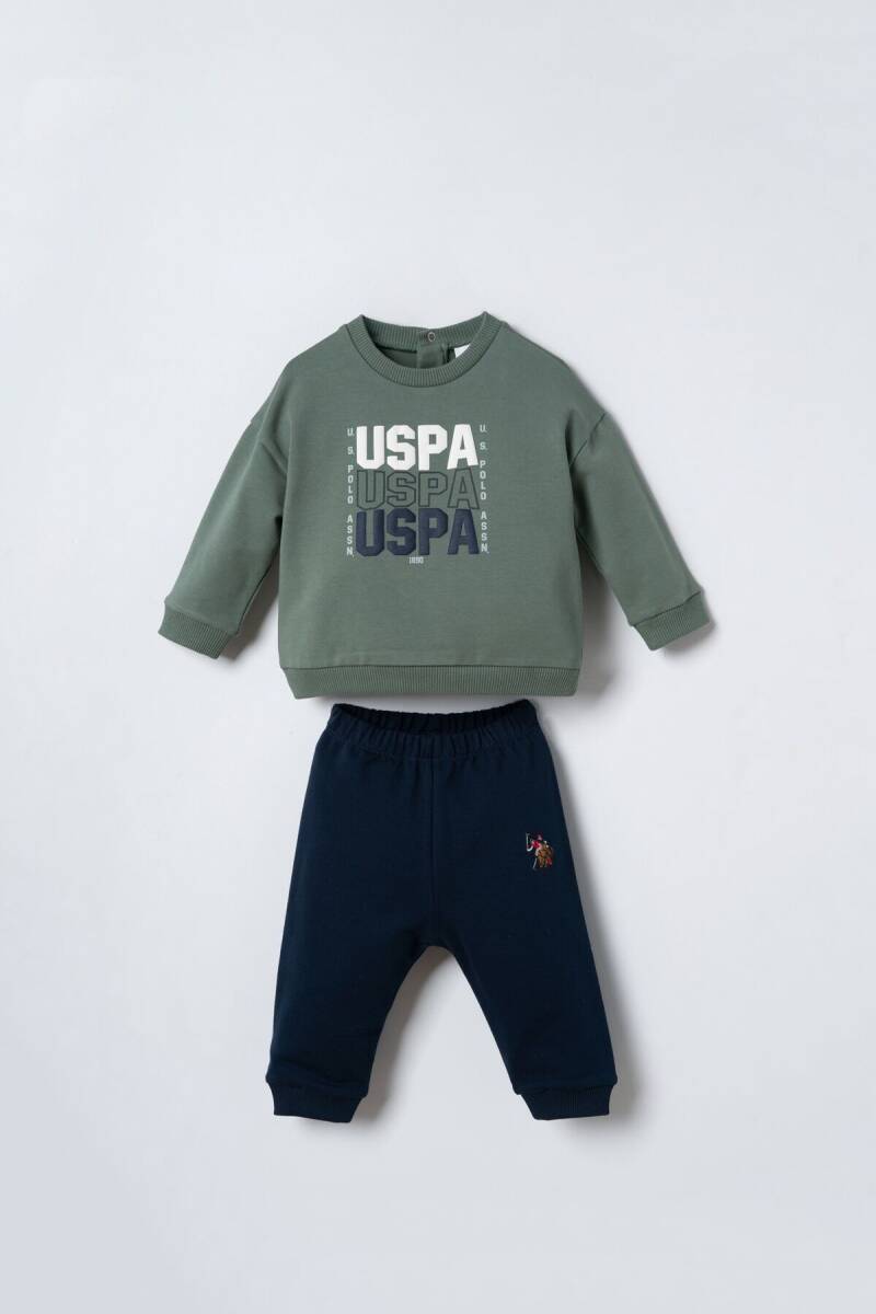 U.S. Polo Assn. Erkek Bebek Pamuklu Baskılı Yeşil Uzun Kol Pijama Takım USB3180-C-V2 - 1