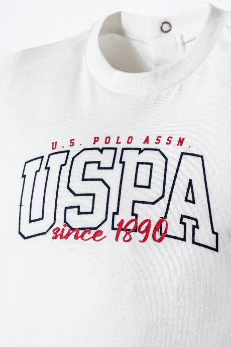 U.S. Polo Assn. Erkek Bebek Bisiklet Yaka Nakışlı Yazlık Regular Fit Beyaz Bebek Takımı USB2873-C-V2 (1)
