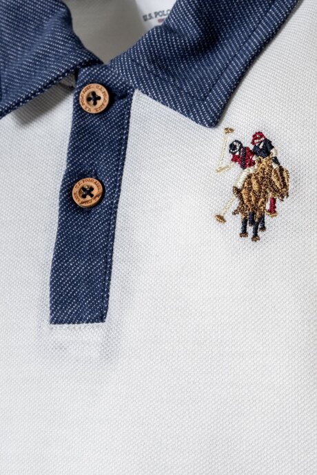 U.S. Polo Assn. Erkek Bebek Polo Yaka Nakışlı Yazlık Regular Fit Beyaz Bebek Takımı USB2888-C-V1 - 2