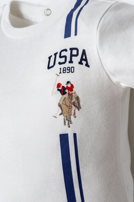 U.S. Polo Assn. Erkek Bebek Bisiklet Yaka Nakışlı Yazlık Regular Fit Beyaz Bebek Takımı USB2890-C-V1 (1)