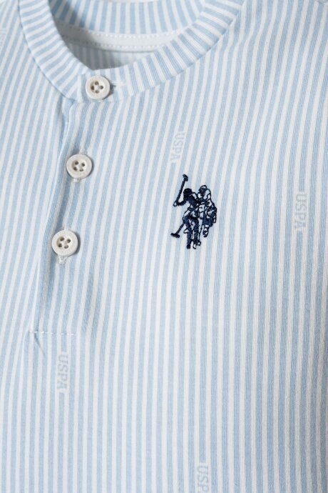 U.S. Polo Assn. Erkek Bebek Pamuklu Hakim Yaka Nakışlı Yazlık Regular Fit Mavi Bebek Takımı USB2898-C-V1 - 2