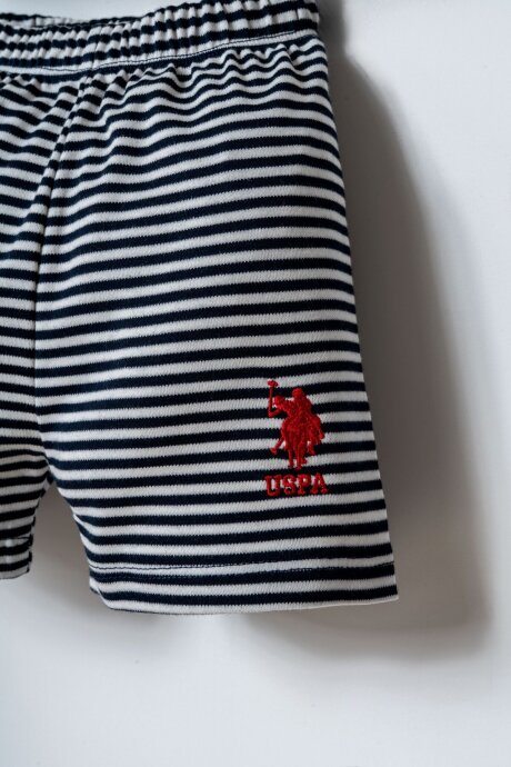 U.S. Polo Assn. Erkek Bebek %100 Pamuk Bisiklet Yaka Nakışlı Yazlık Regular Fit Beyaz Bebek Takımı USB2908-C-V1 - 3