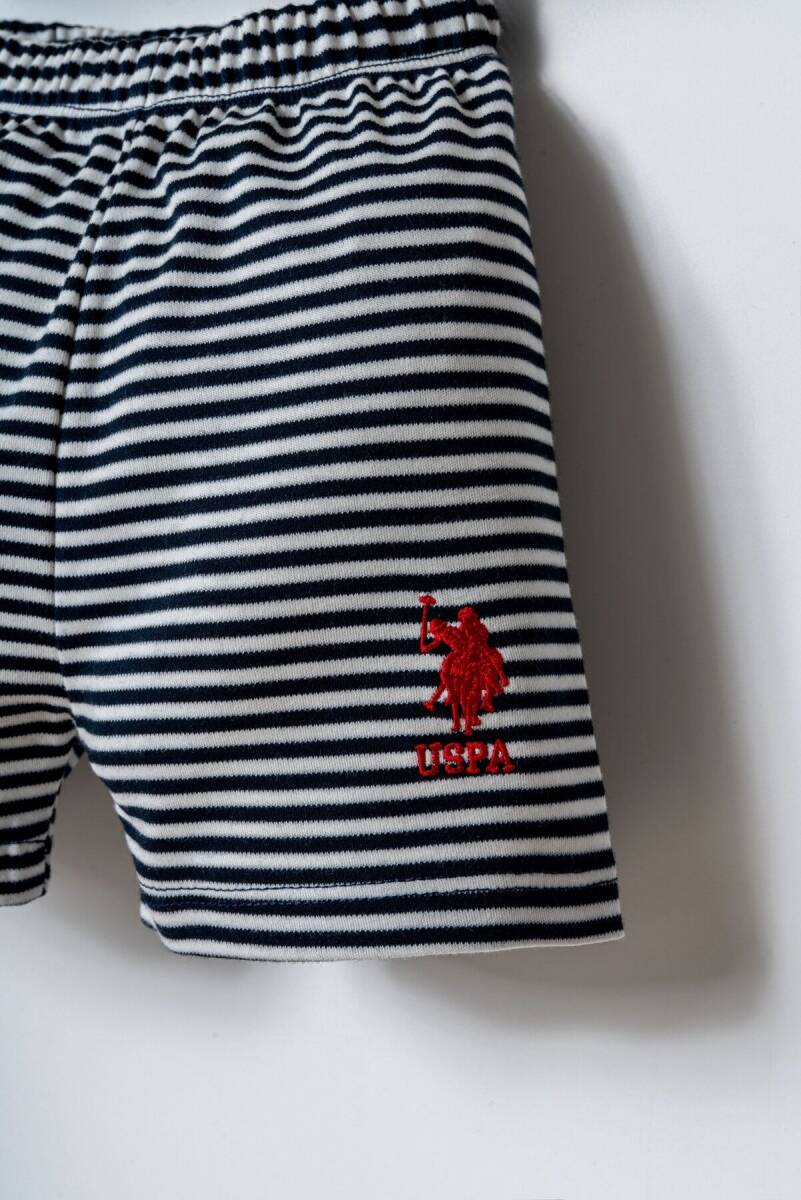 U.S. Polo Assn. Erkek Bebek %100 Pamuk Bisiklet Yaka Nakışlı Yazlık Regular Fit Beyaz Bebek Takımı USB2908-C-V1 - 3