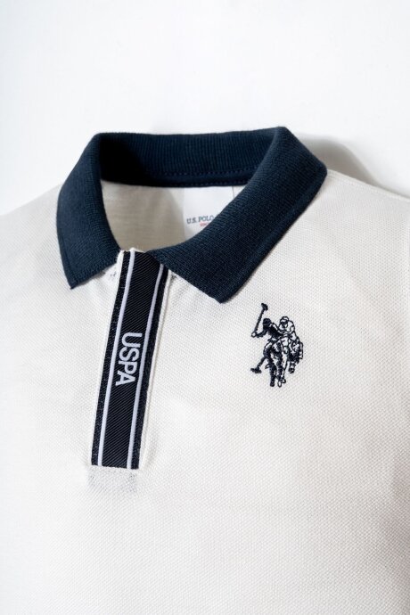 U.S. Polo Assn. Erkek Bebek %100 Pamuk Polo Yaka Nakışlı Yazlık Regular Fit Beyaz Bebek Takımı USB2915-C-V1 - 2