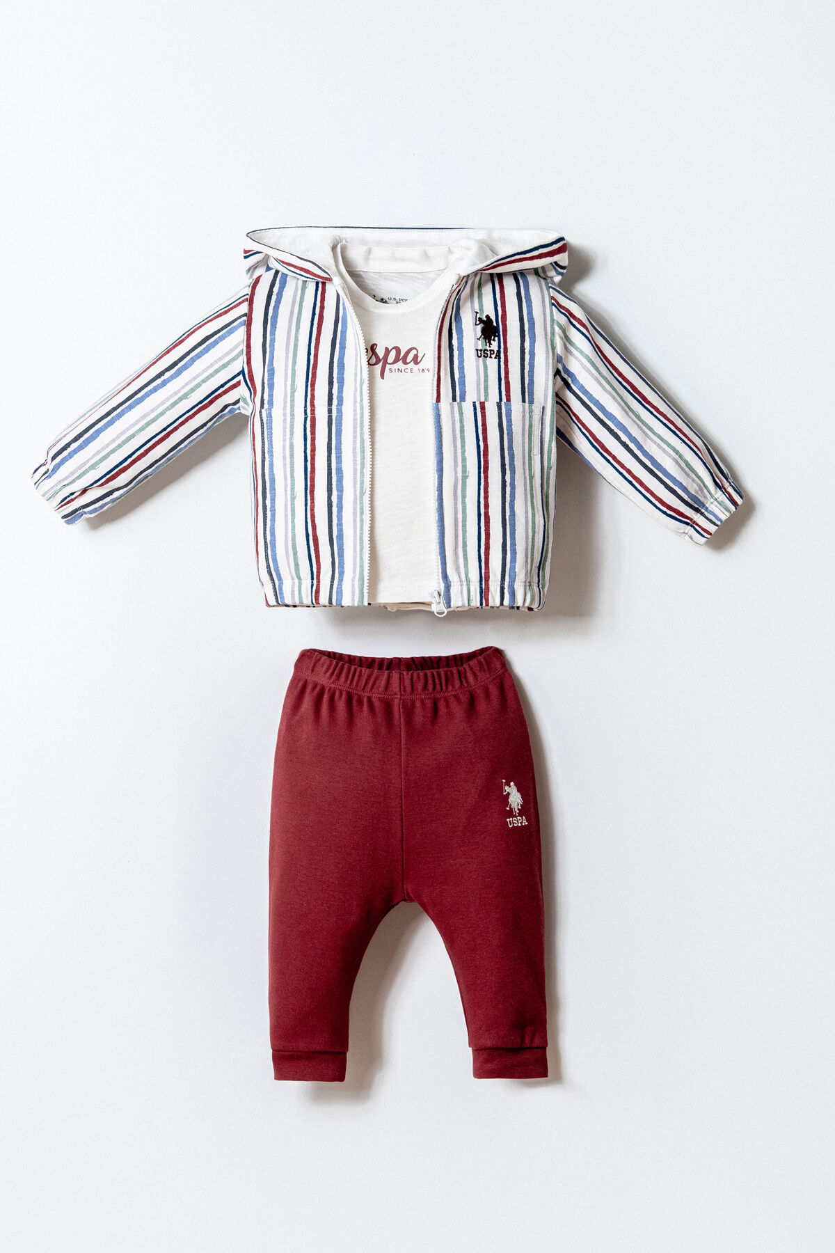 U.S. Polo Assn. Erkek Bebek Beyaz 3'Lü Takım