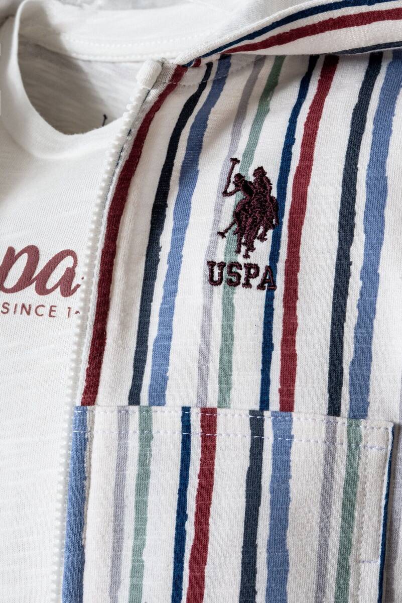 U.S. Polo Assn. Erkek Bebek Pamuklu Fermuarlı Yaka Nakışlı Yazlık Regular Fit Beyaz 3'Lü Bebek Takımı USB2878-C-V1 - 3