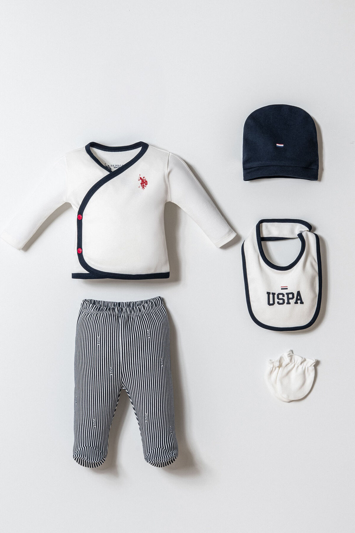 U.S. Polo Assn. Erkek Bebek Beyaz Hastane Çıkışı 5’Li Set