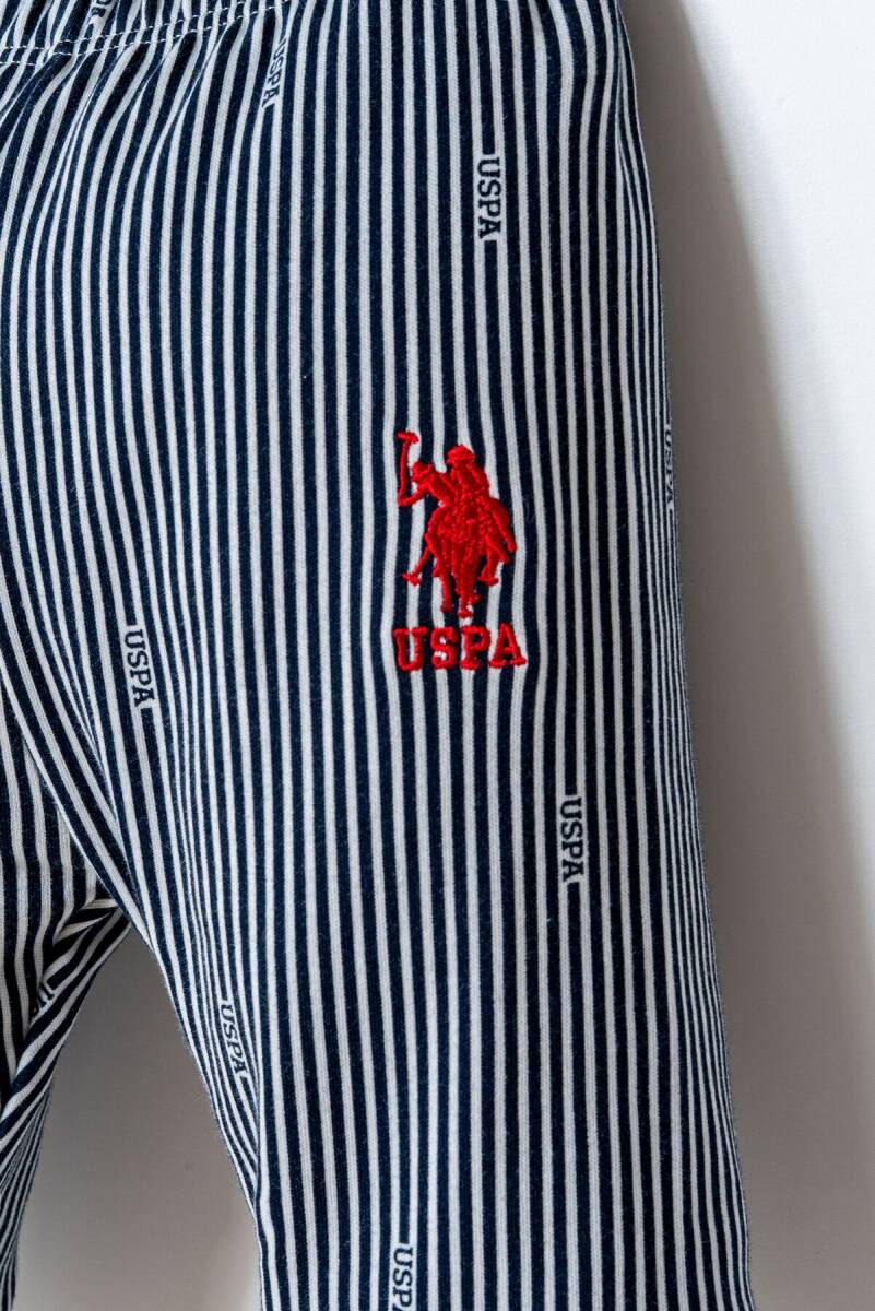 U.S. Polo Assn. Erkek Bebek %100 Pamuk Gömlek Yaka Nakışlı Yazlık Regular Fit Gri Bebek Takımı USB2860-C-V1 - 3