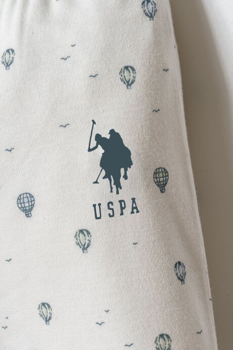 U.S. Polo Assn. Erkek Bebek %100 Pamuk Gömlek Yaka Nakışlı Yazlık Regular Fit Beyaz Bebek Takımı USB2852-C-V1 - 3